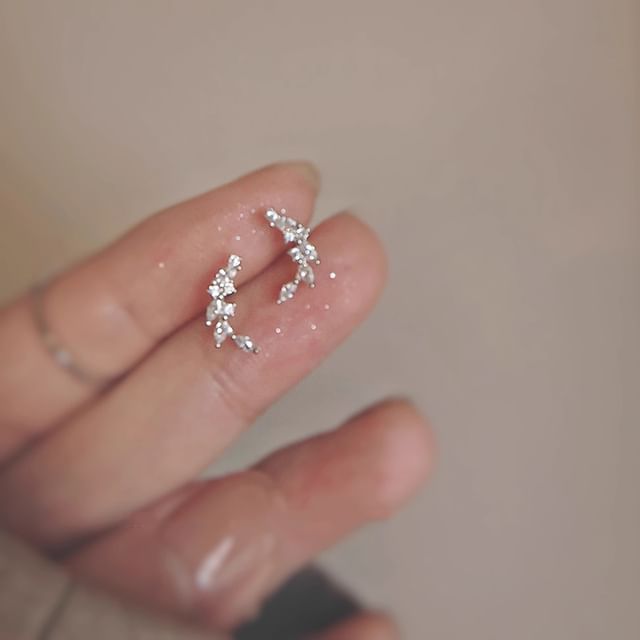 Silver Rhinestone Ear Sterling Stud