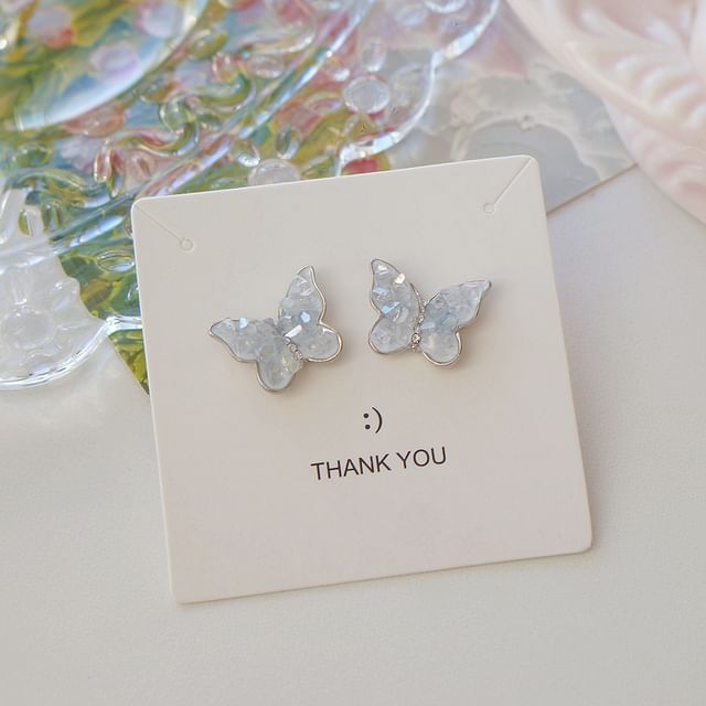 Crystal Ear Faux Butterfly Clip-On Earring / Stud