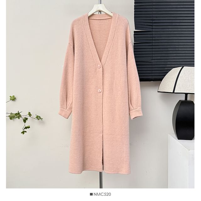 Two-Button V-Neck Long Cardigan - 6 Colors