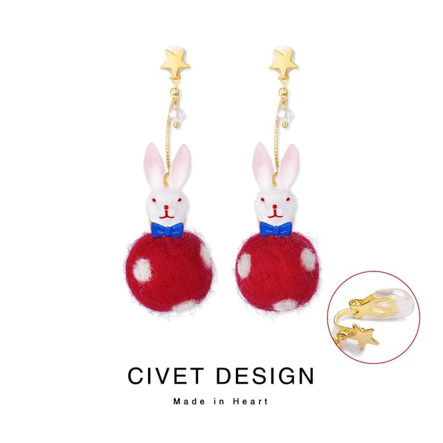 Dangle Felt Rabbit Earring