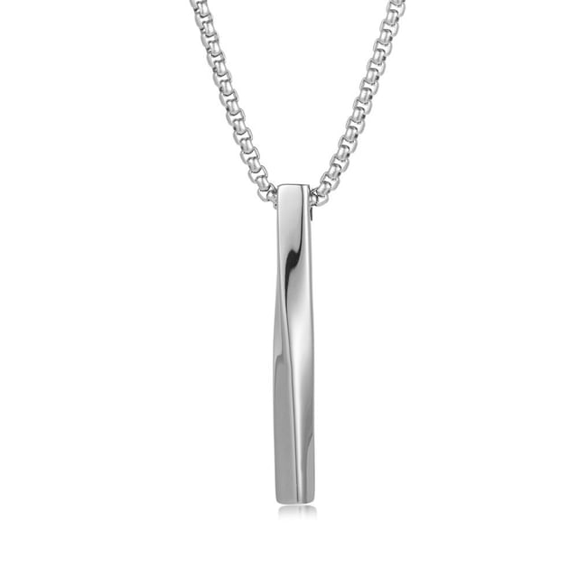 Twisted Bar Pendant Necklace - Minimalist