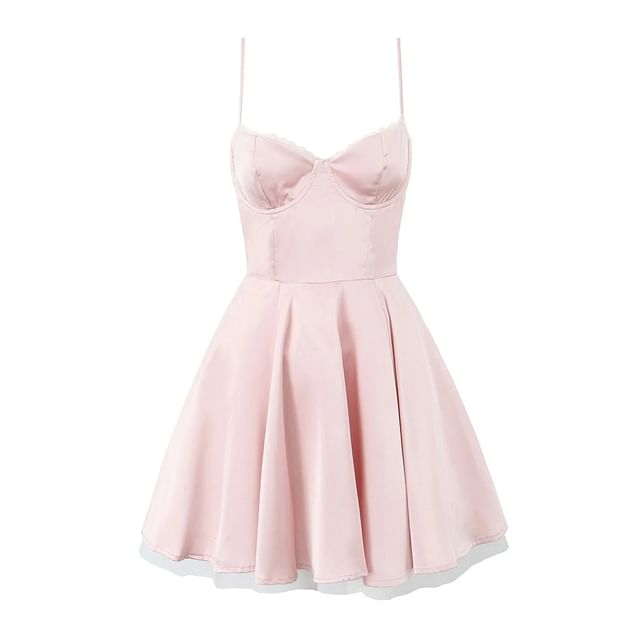 Sweetheart Neckline Lace Trim Layered A-Line Mini Dress