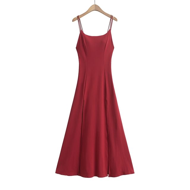 Padded Slit A-Line Maxi Dress
