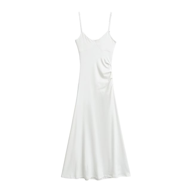 Open Back Ruched A-Line Midi Dress