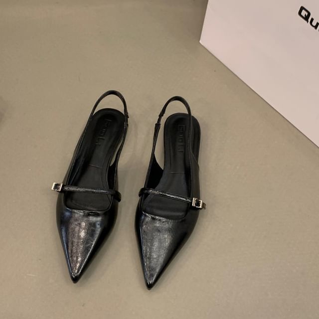 Pointy Buckled Singback Mules