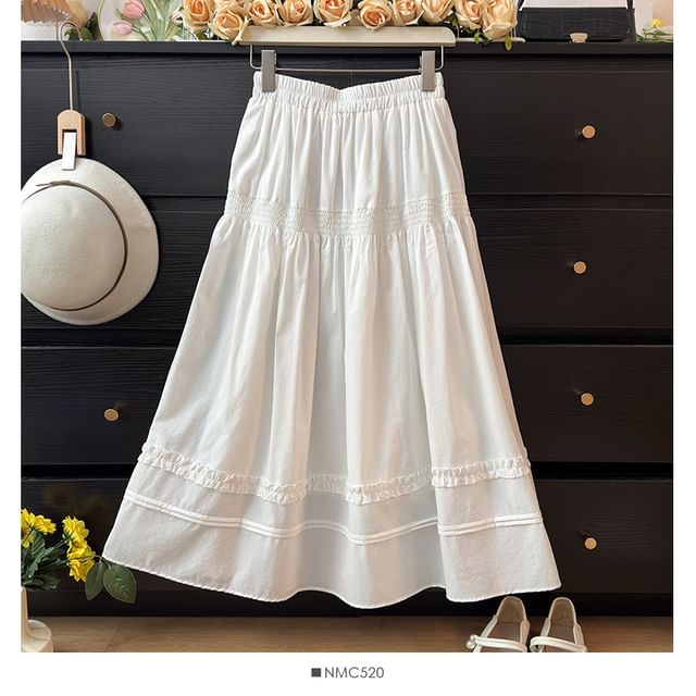 Ruffle Trim High-Rise A-Line Skirt - Elegant