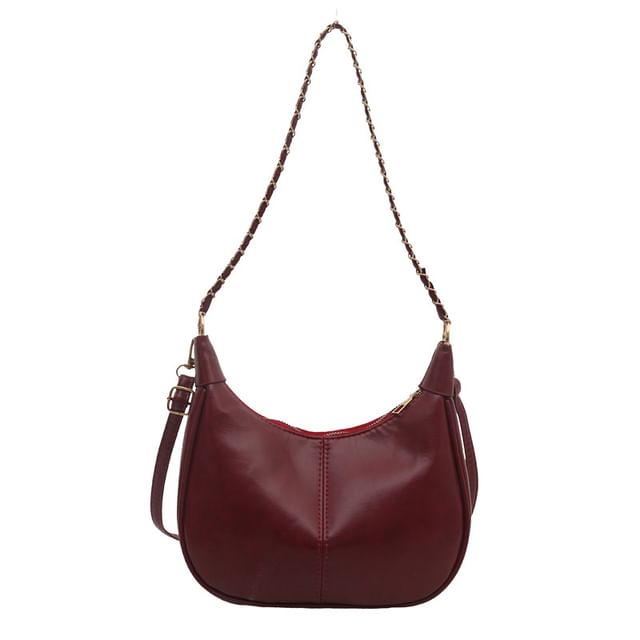 Faux Leather Plain Hobo Bag