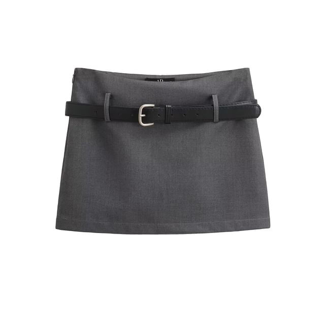 Low Rise Mini Pencil Skirt with Belt