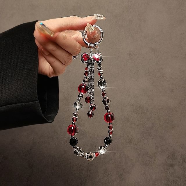 Crystal Faux Phone Strap Bow