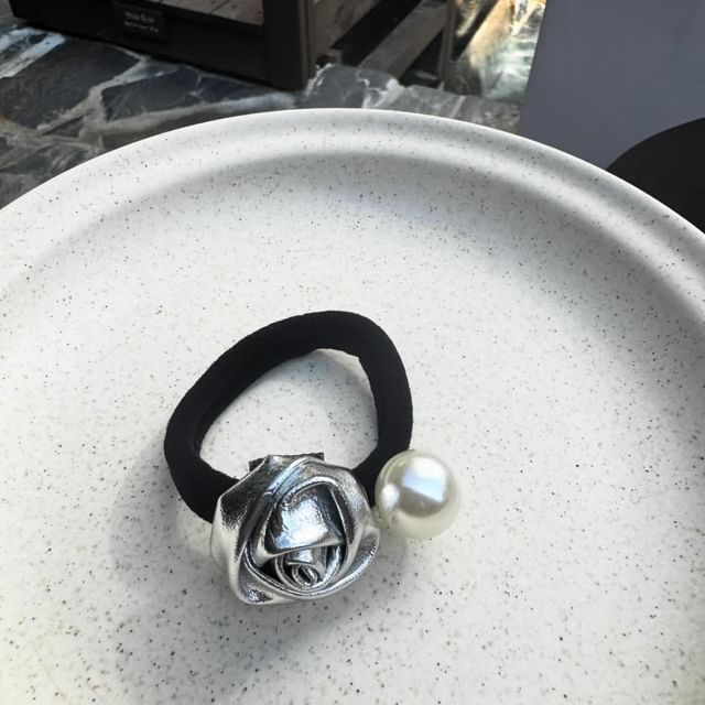 Hair Faux Tie Flower Pearl