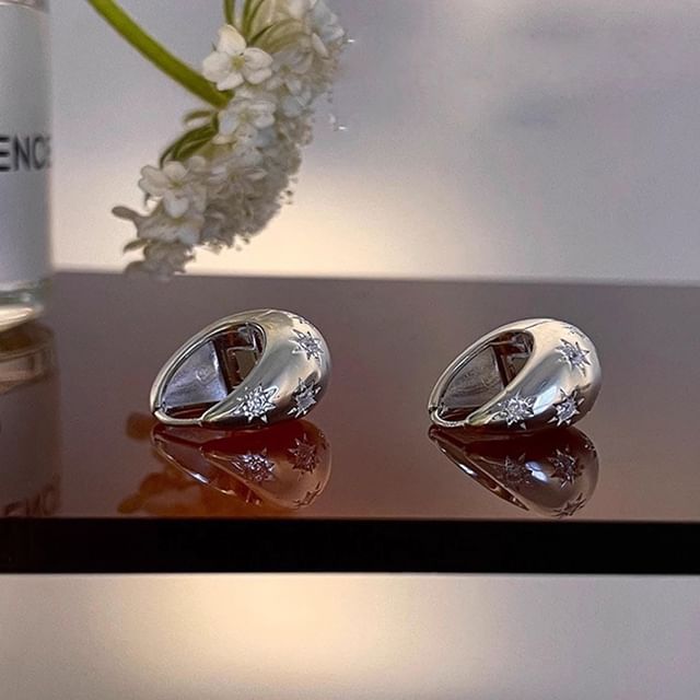 Earring Alloy Polished Rhinestone Huggie