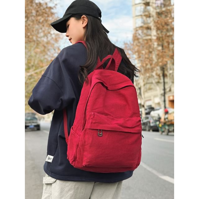 Plain Washed Canvas Backpack