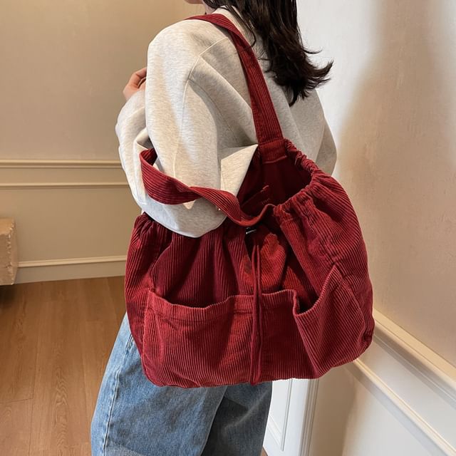 Bungee Cord Plain Shoulder Bag