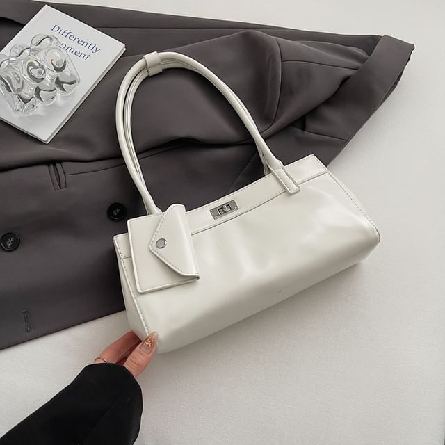 Faux Leather Shoulder Bag With Key Pouch