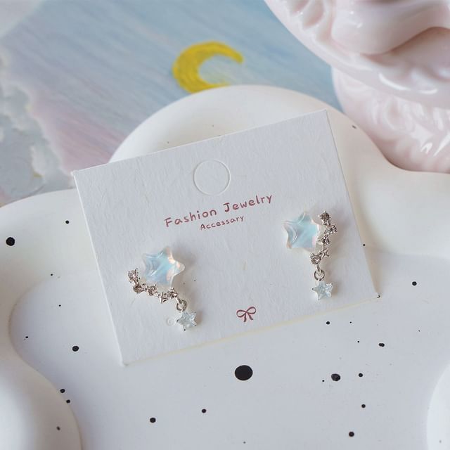 / Drop Crescent Star Earring