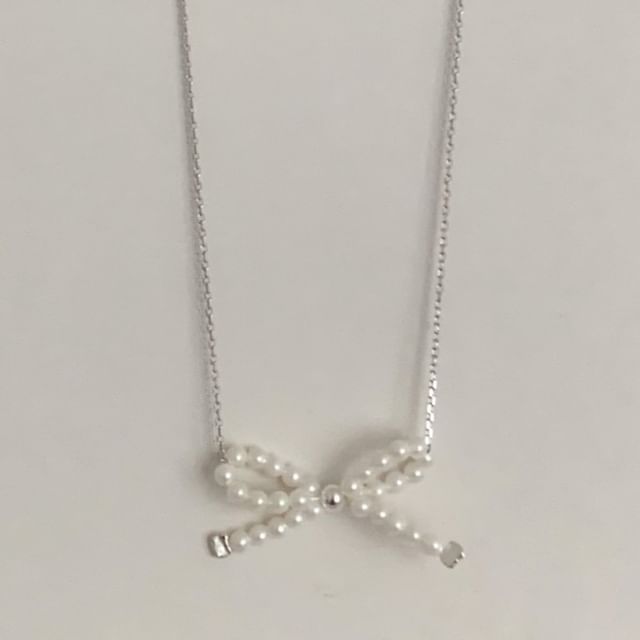 Sterling Necklace Bow Beaded 925 Silver