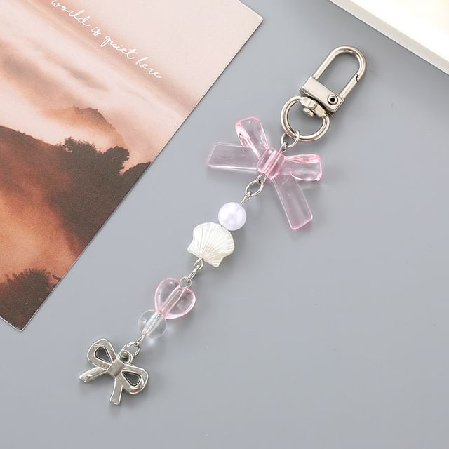 Phone Charm Bow Pearl Faux
