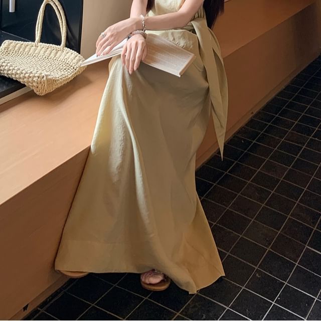 Boat Neck Blouse and Maxi Flared Skirt Set