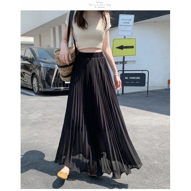 High-Rise Mesh Maxi Flared Skirt