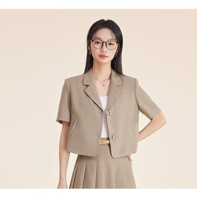 Blazer and Pleated Midi Skirt Set