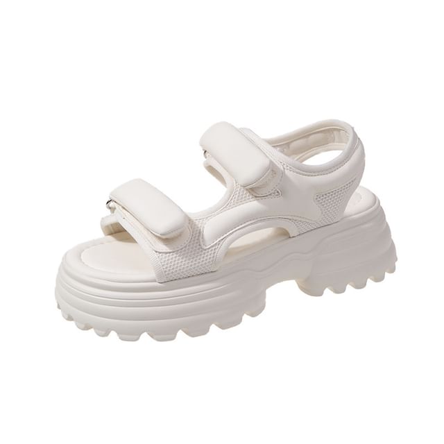 Platform Chunky Heel Hook & Loop Sandals