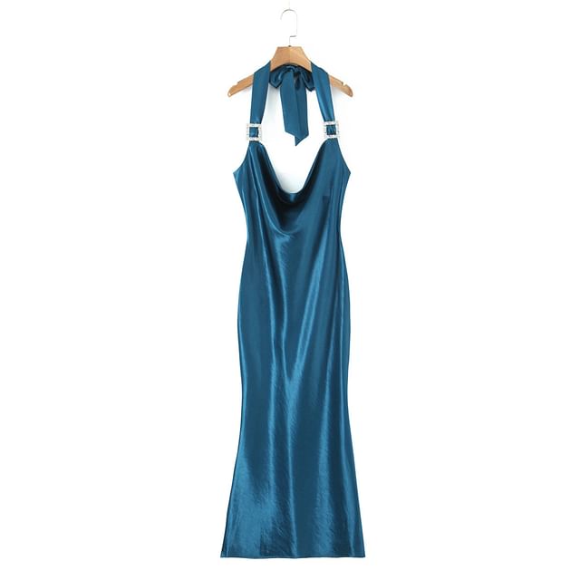 Plus-Size V-Neck Spaghetti Strap Bodycon Maxi Dress
