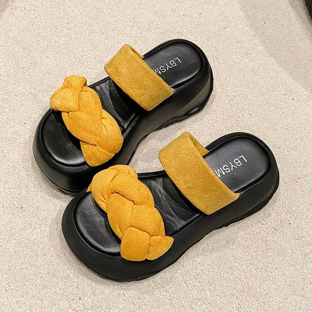 Platform Woven Slide Sandals