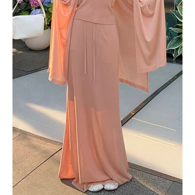 Halter Crop Top and Mermaid Skirt Set with Shawl