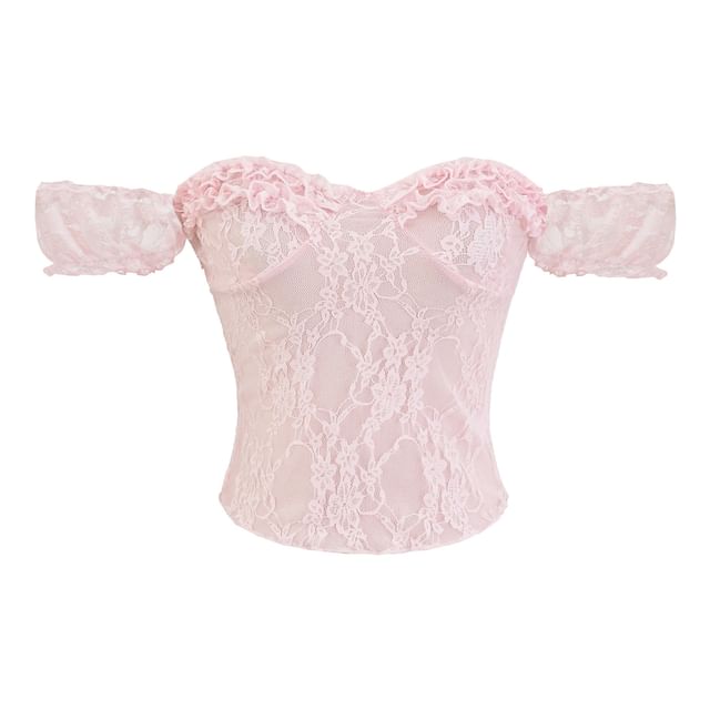 Off Shoulder Frill Lace Top
