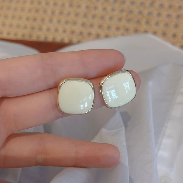 Silver Earring 925 Stud Sterling Square