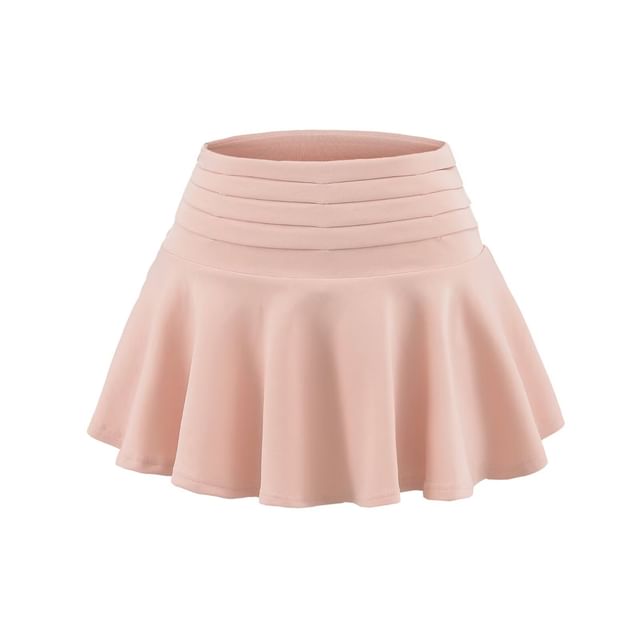 Solid High Rise Mini A-Line Skirt