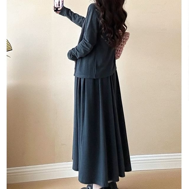 Maternity Cami Cardigan Maxi Skirt Knitted Four-Piece Set