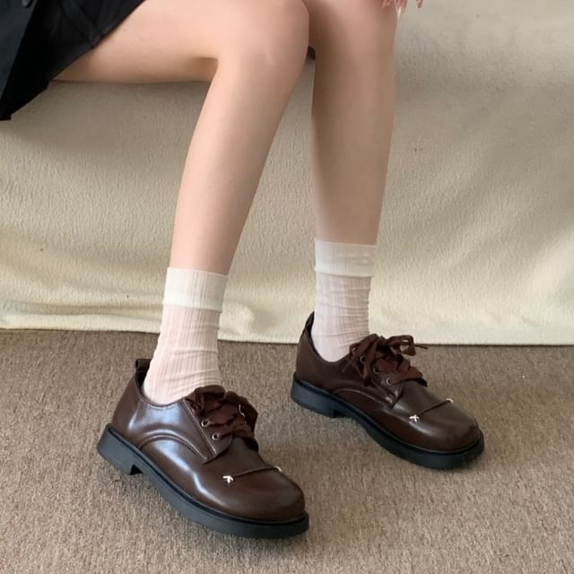 Faux Leather Lace-Up Shoes