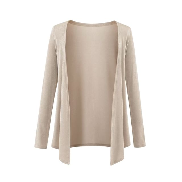Plain Slim-Fit Tie-Waist Cami, Flared High-Waisted Pants, Open Cardigan
