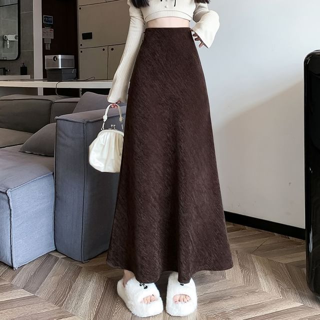Corduroy High Rise Maxi A-Line Skirt