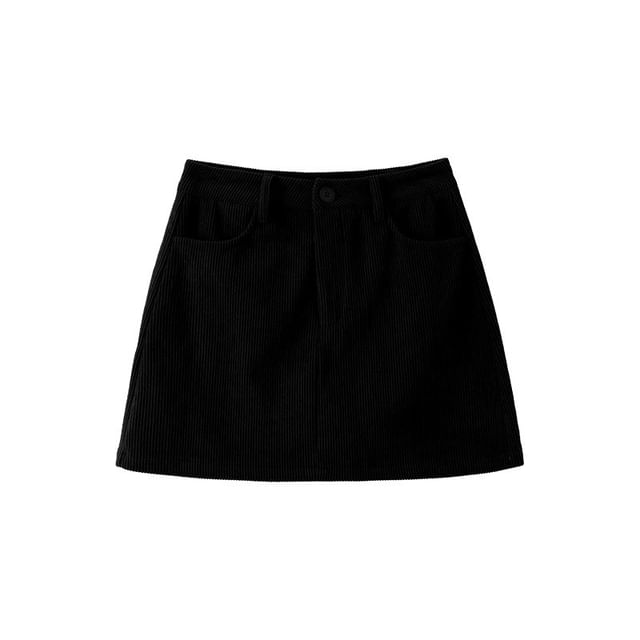Corduroy Mini Skirt - Mid Waist