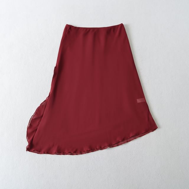 Asymmetrical Chiffon Mini Pencil Skirt