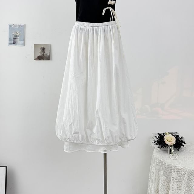 Lace Panel Maxi A-Line Skirt - Reversible