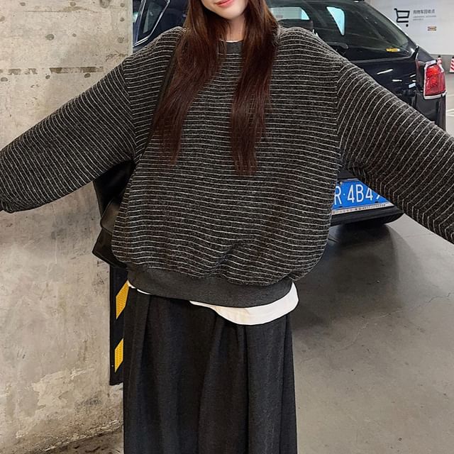 Striped Crew Neck Pullover Sweater