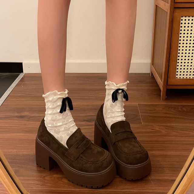 Block Heel Platform Loafers