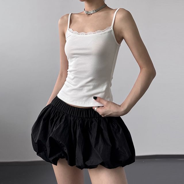 Lace-Trim Solid Cropped Camisole Top