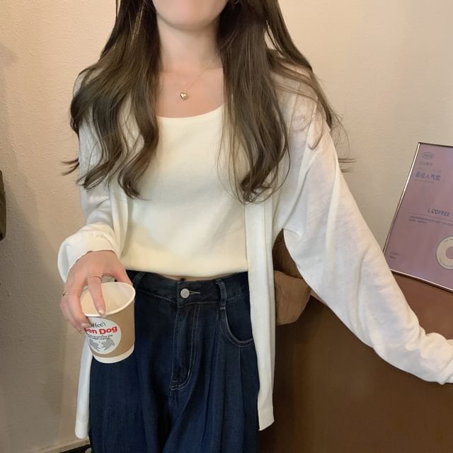 Plain Open Front Cardigan