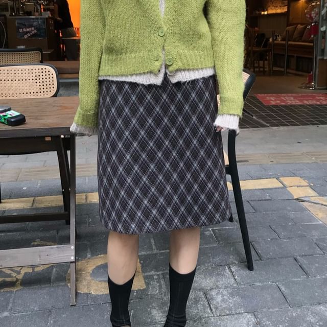 Plaid A-Line Skirt (Various Designs) High Rise