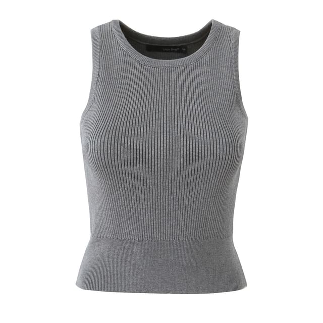 Crew Neck Ribbed Tank & Cardigan & Mini A-Line Skirt Set