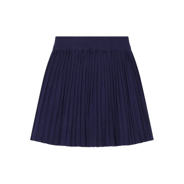 V-Neck Ruffle Trim Cardigan & High Waist Mini Pleated Skirt
