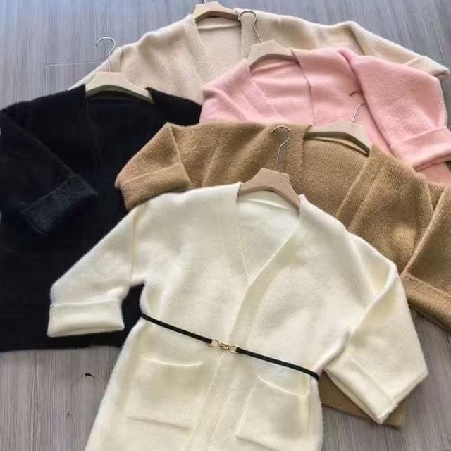 Plain Open Front Oversized Cardigan