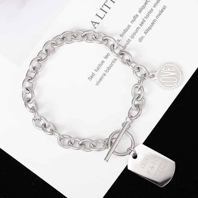 Silver Tone Chain Toggle Bracelet
