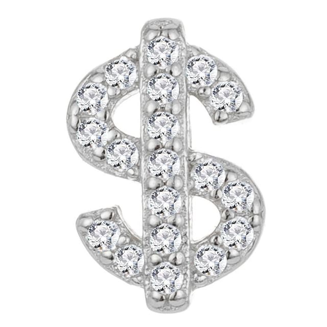 Sterling Silver Dollar Sign Rhinestone Ear Stud / Set