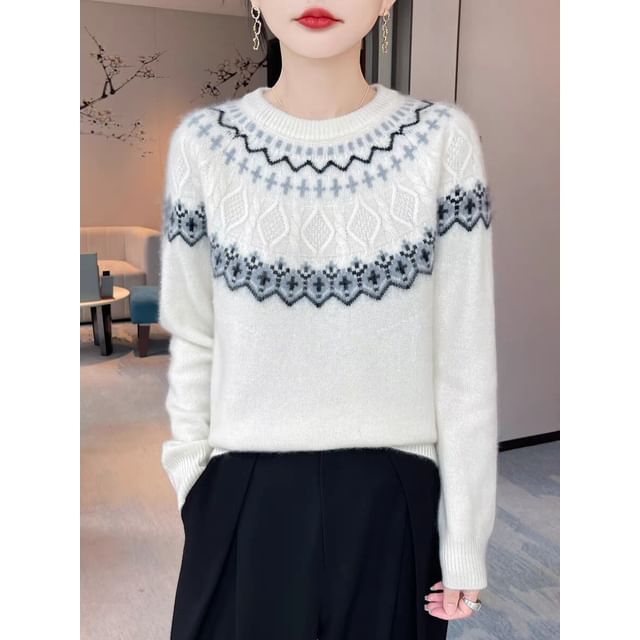 Jacquard Sweater with Crewneck