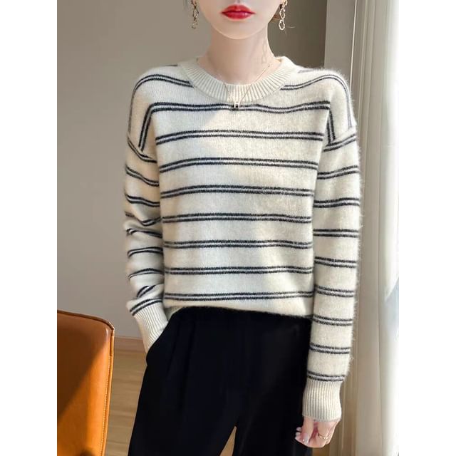 Striped Sweater with Crewneck